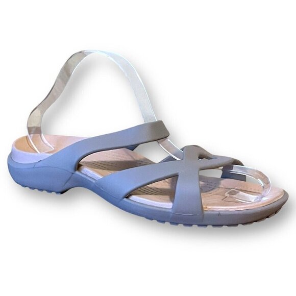 Crocs Womens Maleen Twist Sandal Sz 11 Gray Taupe Slip On Slide Comfort Shoe - Picture 1 of 6
